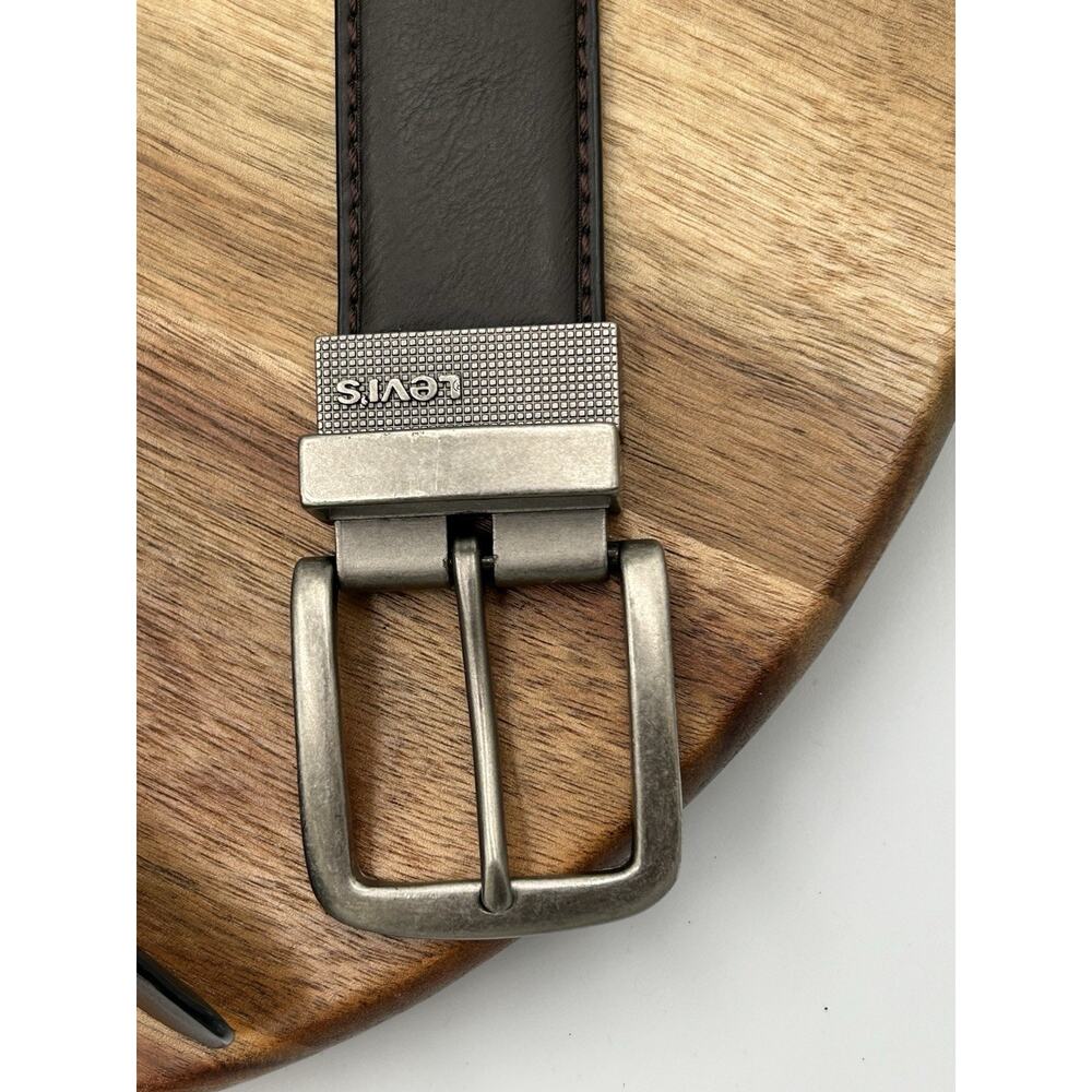 Levi’s Belt Men’s Size 36/90 Brown Bonded Leather Gunmetal Buckle Casual Classic - Picture 4 of 4